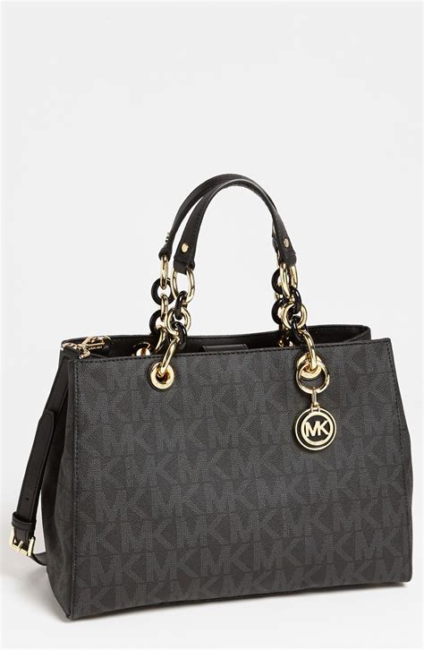 michael kors cynthia medium black|Cynthia Saffiano Leather Satchel .